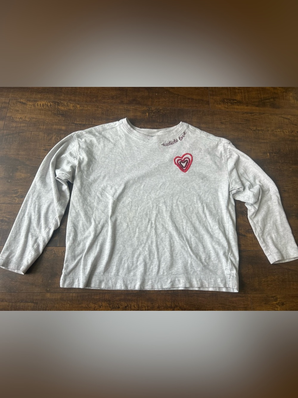 Old Navy Light Gray Long-Sleeve Tee with Heart Patch